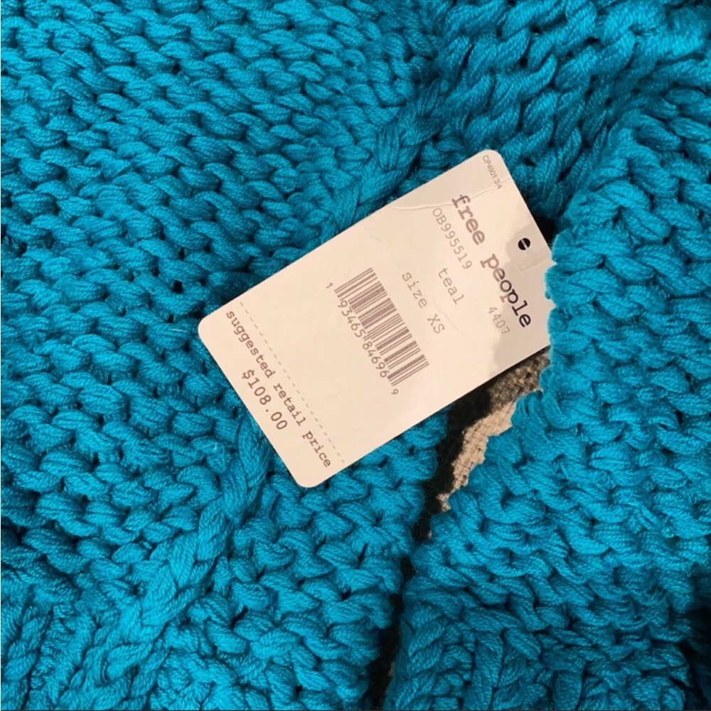 FREE PEOPLE My Only Sunshine Sweater Torquoise NWT - Picture 6 of 11